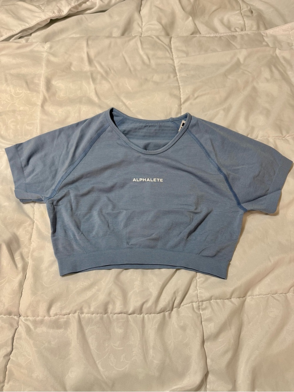 Alphalete Sky Blue Seamless Cropped Tee